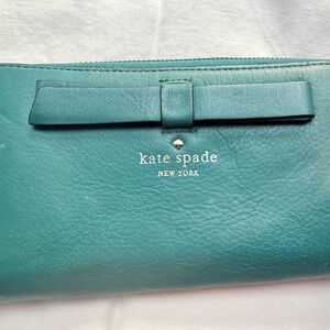 Kate Spade Blue Leather Wallet with Bow Detail